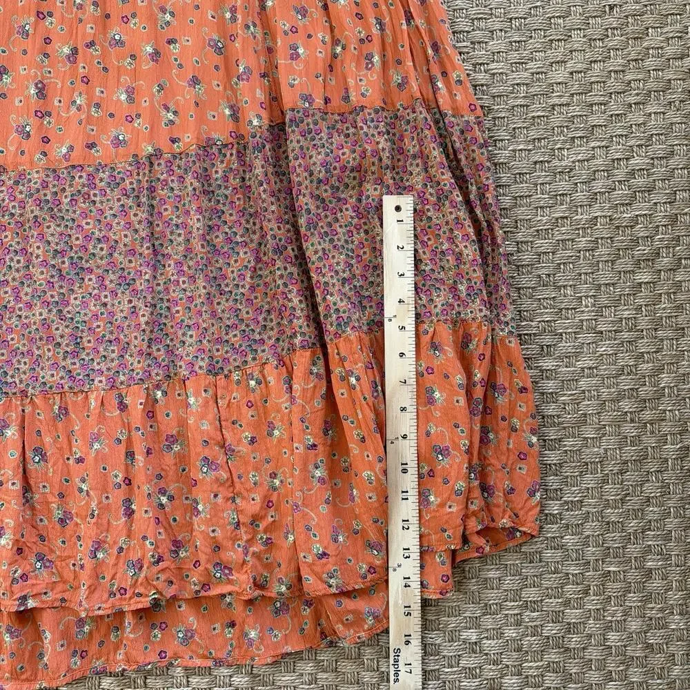 Vintage Olivia floral orange tropical maxi dress Miu Miu style women’s size 1x - Picture 10 of 11
